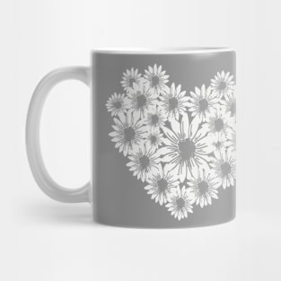 Heart full of White Daisy Flowers Mug
